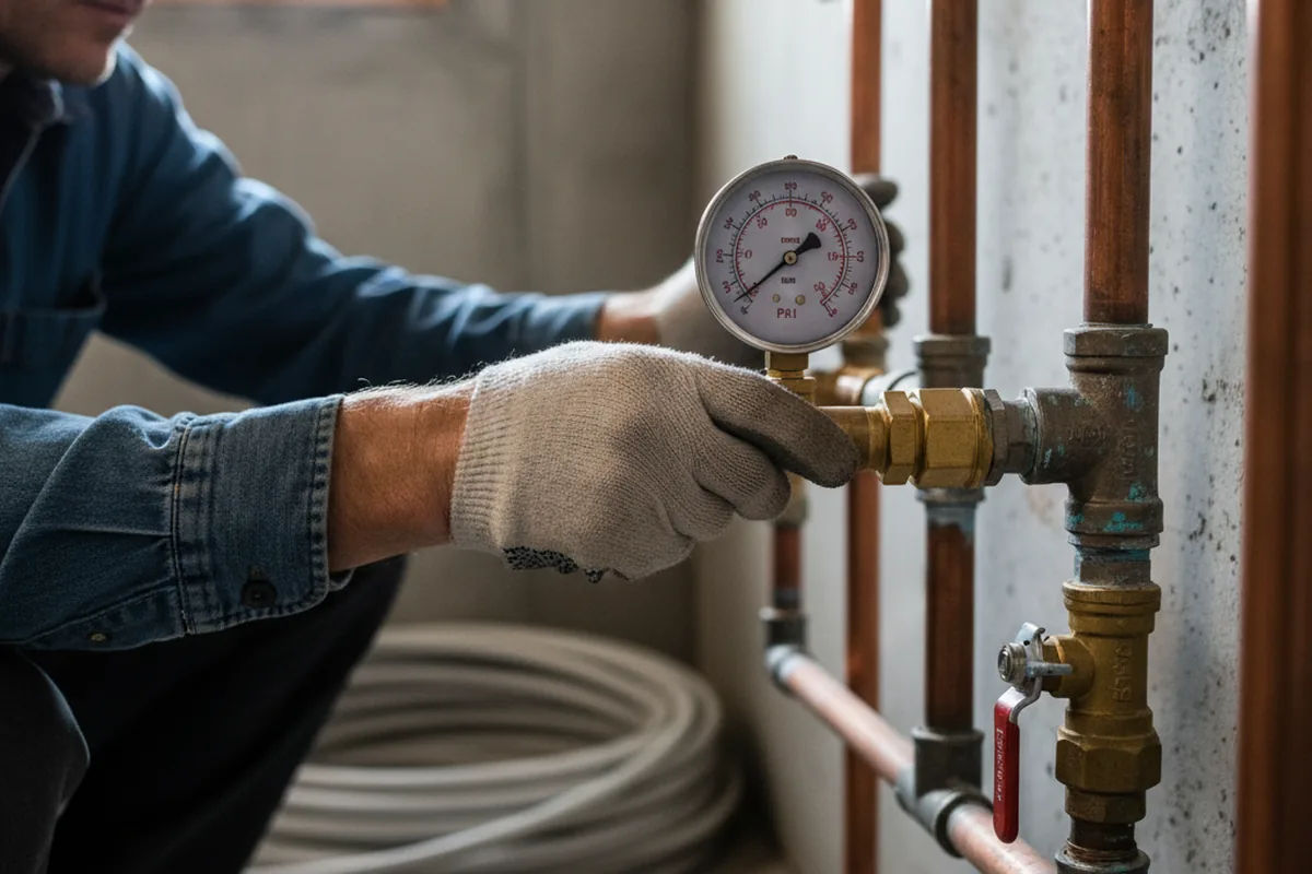 Pressure testing a repaired line during Water Line Repair in Salt Lick